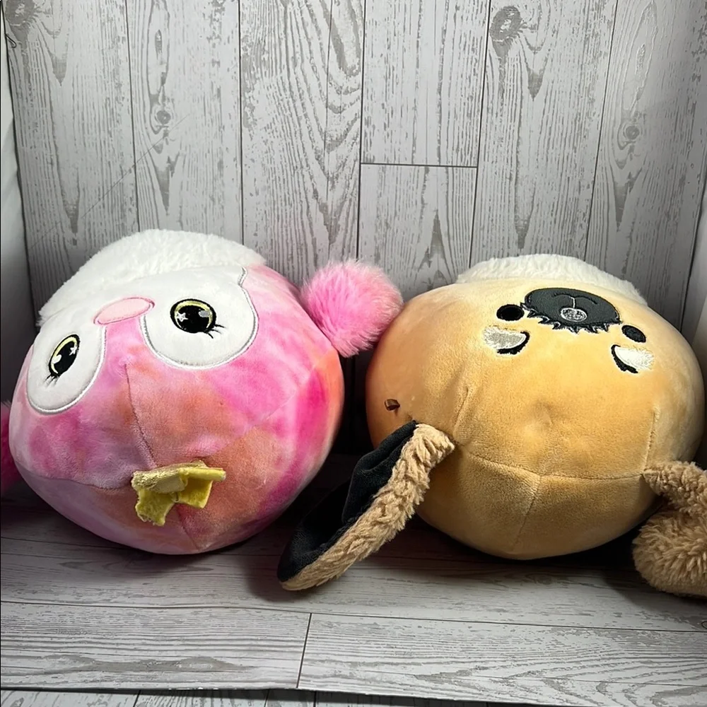 Squishmallow Pink Penguin and Tan Dog Plush Duo - slight damage see pictures - Picture 5 of 7
